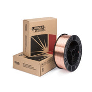 Lincoln Electric SuperArc L-56 copper-coated MIG GMAW wire spool with branded cardboard box packaging