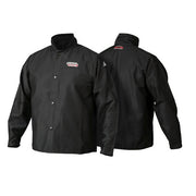 Lincoln Electric K2985 Traditional FR cloth welding jacket XL black front and back view welding jacket