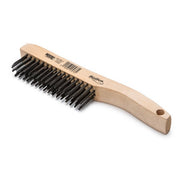 Lincoln Electric Radius 4x16 row carbon steel wire brush with wood handle and hang hole