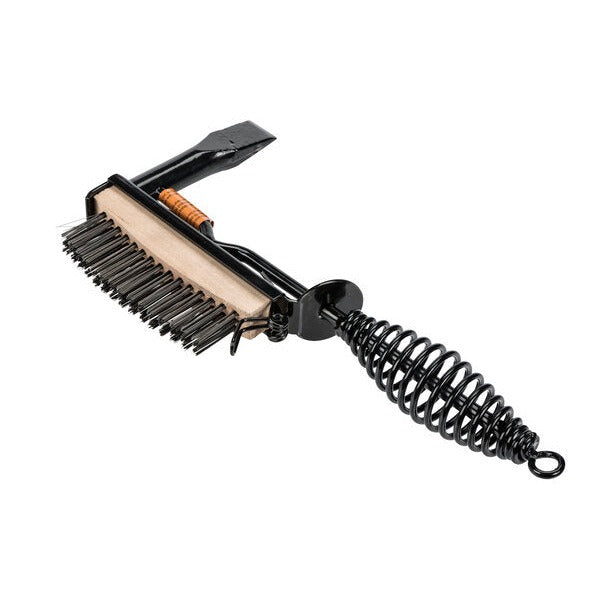 Lincoln Electric chipping hammer and wire brush combo with coiled spring handle and flat brush head