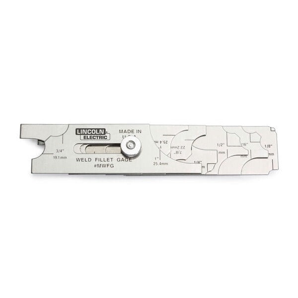 Lincoln Electric MWFG stainless steel weld fillet gauge 7-piece set with metric and imperial markings