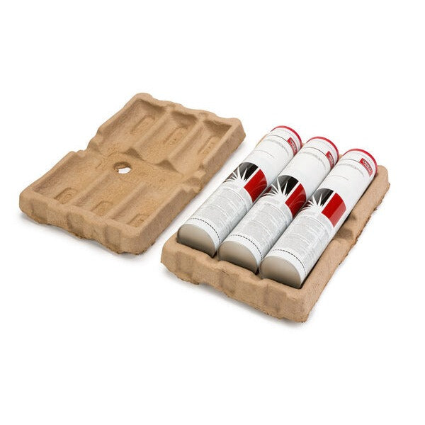 Lincoln Electric Pipeliner 8P+ stick electrodes three canisters in pulp tray packaging, arc welding electrodes