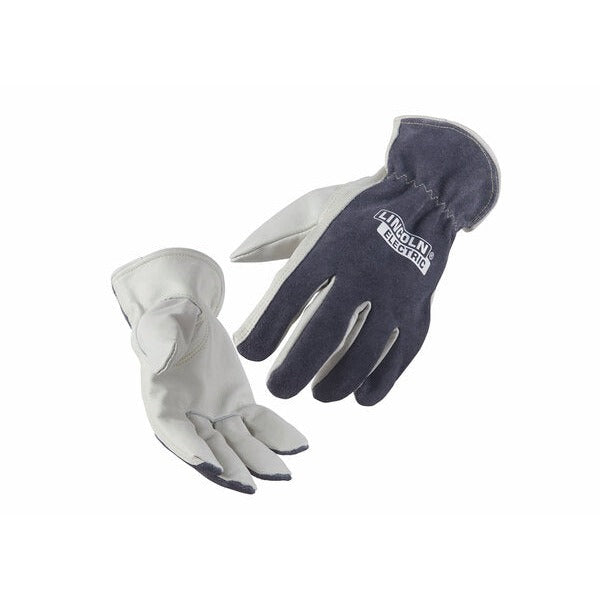 Lincoln Electric K3769 Traditional leather grey driving gloves M grey grain cowhide navy suede back driving gloves