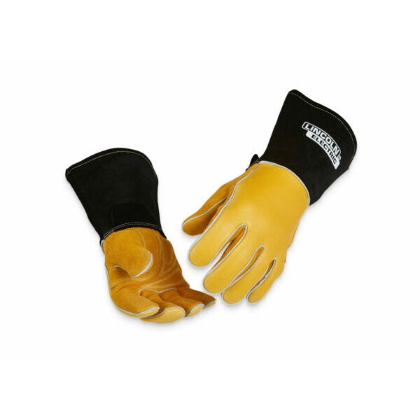 Lincoln Electric K4788 Premium 8 Series elkskin stick MIG welding gloves M tan palm black cuff welding gloves