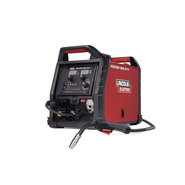 Lincoln Electric Power MIG 211i K6080-1 red and black MIG welder with digital display and gun cable, MIG welder