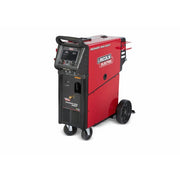 Lincoln Electric Power MIG 262P pulsed MIG welder, red cabinet with wire feeder, digital display, 400A, wheeled cart
