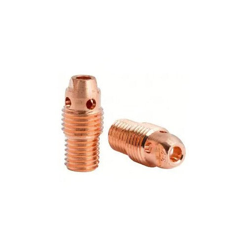 CK 13N29 copper collet body 1/8" (3.2mm) two-piece set with dual gas ports and threaded shanks for TIG torch