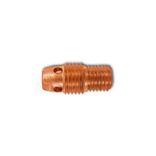 CK 13N28 copper collet body 3/32" (2.4mm) short threaded cylindrical body with dual side gas ports for TIG torch