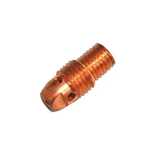 CK 2CB332 copper collet body 3/32" (2.4mm) threaded cylindrical body with dual gas ports and hex cap for TIG torch