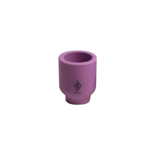 CK Worldwide 2AG6L alumina TIG cup 3/8" x 1-3/8", pink ceramic taller wide nozzle with size 6 diamond mark