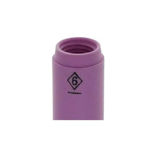 CK Worldwide 13N10 alumina TIG cup 3/8 inch x 1-5/32 inch, pink ceramic nozzle size 6 diamond mark with threaded collar