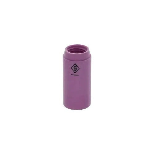 CK Worldwide 2A6 alumina TIG cup 3/8 inch x 1-5/32 inch, pink ceramic nozzle size 6 diamond mark with threaded collar top