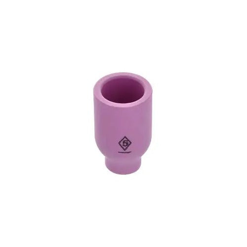 CK Worldwide 2A5GS alumina TIG cup 5/16 inch x 1-9/32 inch, pink ceramic wide-bore nozzle size 5 on body