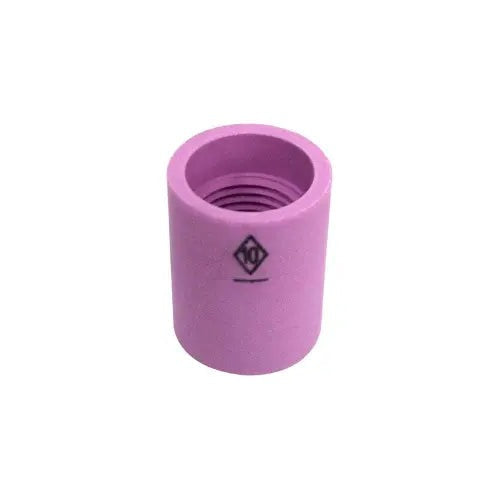 CK Worldwide 2AG10 alumina TIG cup 5/8" x 1", pink ceramic with threaded interior and size 10 diamond mark