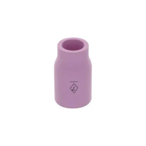 CK Worldwide 2AG7 alumina TIG cup 7/16" x 1", pink ceramic straight cylindrical nozzle with size 7 diamond mark