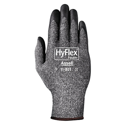 11-801 Nitrile Foam Palm Coated Gloves, Size 7, Black/Dark Gray
