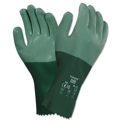 AlphaTec 08-352 Neoprene Coated Gloves, Rough Finish, Size 9, Green