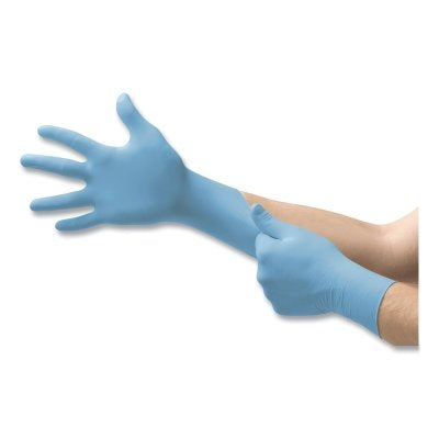 92-675 Nitrile Powder-Free Disposable Gloves, Textured Fingers, 4.3 mil Palm/5.5 mil Fingers, X-Large, Blue
