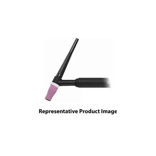 CK Worldwide CKA355SF 350 Amp water-cooled rigid head TIG torch, black straight body with large pink alumina cup