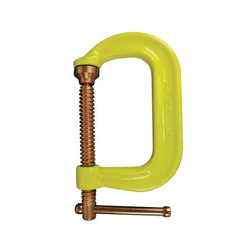 BESSEY Hi-Vis C-clamp, yellow forged steel, 5 in throat, copper-plated screw, sliding pin T-handle