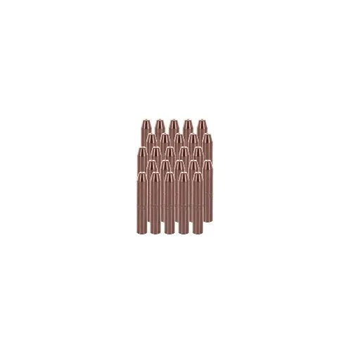 CK Worldwide 135430 aluminum MIG contact tips 0.035 inch for Miller torches, 25-pack copper tips shown in array