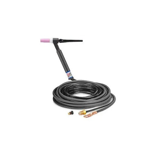CK FL1525N 150A Flex-Loc gas-cooled TIG torch, no-valve, pink cup, large coiled dark cable 25ft, gold fittings