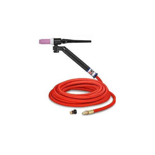 CK FL1525SF 150A Flex-Loc gas-cooled TIG torch, no-valve, carbon handle, pink cup, coiled red super-flex 25ft cable