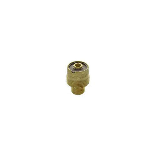 CK gas lens 1/4" brass knurled top with mesh diffuser screen and threaded brass shank for large-bore TIG torch gas lens