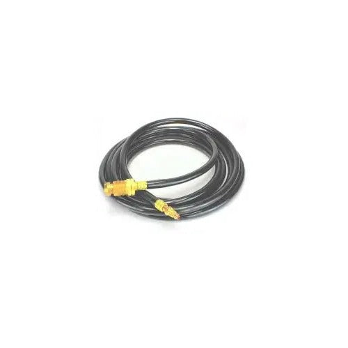 CK Worldwide 40V64R TIG power cable 12.5 ft, black rubber jacket coiled, brass fittings at both ends