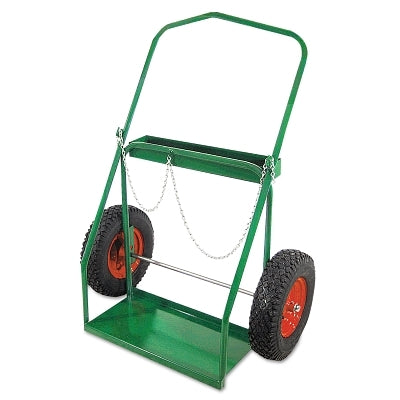 Low-Rail Frame Dual-Cylinder Cart, 36 in OD W x 47 in H, 16 in dia x 4 in W Pneumatic Wheels, Incl Safety Chain