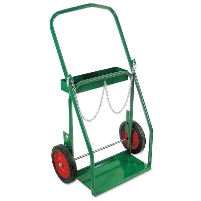 Low-Rail Frame Dual-Cylinder Cart, 26 in OD W x 42 in H, 10 in dia x 1.75 in W Solid Rubber (BB), Incl Safety Chain