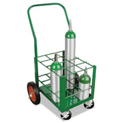 Medium-Duty M7, M9, C, D, and E Size Cylinders Transport Cart, Holds 12 Cylinders, 2-10 in Rubber Wheels/2-Locking Casters