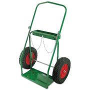 Low-Rail Frame Dual-Cylinder Cart, 32 in OD W x 46 in H, 16 in dia x 4 in W Pneumatic Wheels, Incl Safety Chain