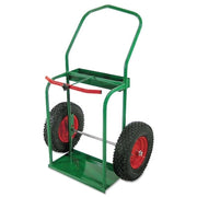 High-Rail Frame Dual-Cylinder Cart, For 9-1/2 in Cylinders, 16 in Pneumatic Wheels