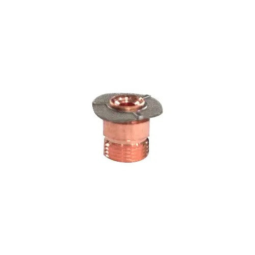 CK Worldwide tungsten adapter with screens medium mesh disc copper body slotted side-port threaded TIG torch