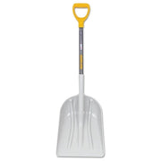 Poly Scoop with Hardwood Handle, 18 in L x 14.37 in W Blade, Square Point, 28 in Hardwood D-Grip handle
