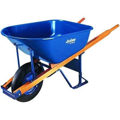 Steel Contractors Wheelbarrow, 6 cu ft, Flat-Free Smooth, B.B., Blue