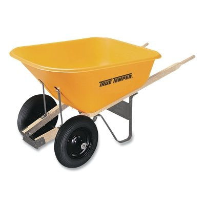 Dual-Wheel Wheelbarrow, 8 cu ft, 2 Pneumatic Tires, Yellow
