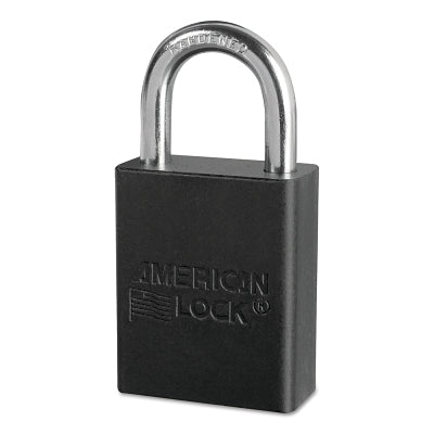 Solid Aluminum Padlocks, 1/4 in Dia, 1 in L X 3/4 in W, Black