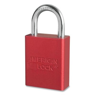 Solid Aluminum Padlocks, 1/4 in Dia, 1 in L X 3/4 in W, Red