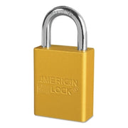 Solid Aluminum Padlock, 1/4 in Diameter, 1 in L x 3/4 in W, Yellow