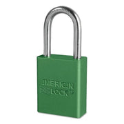 Solid Aluminum Padlock, 1/4 in dia, 1-1/2 in L x 3/4 in W, Green