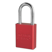 Solid Aluminum Padlock, 1/4 in dia, 1-1/2 in L x 3/4 in W, Red