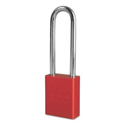 Solid Aluminum Padlocks, 1/4 in Dia, 3 in L X 3/4 in W, Red