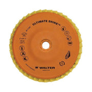 Walter 07T453 Ultimate Shine flap disc 4.5" x 5/8"-11, orange hub, dense yellow polishing flaps, flap disc
