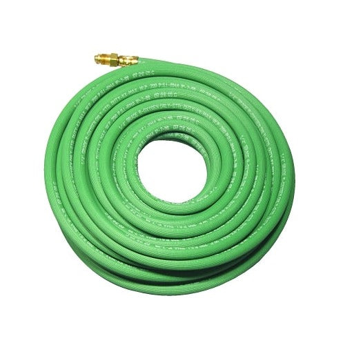 Best Welds Grade R welding hose 1/2 in 50 ft green oxygen hose coiled with brass CC fitting end