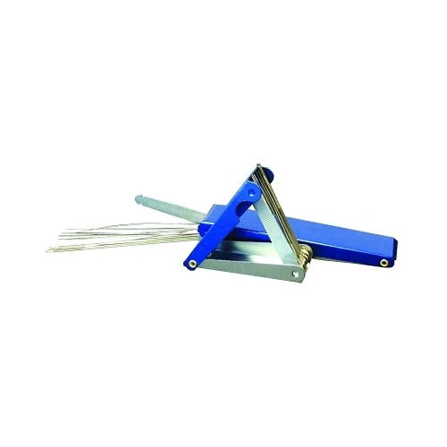 Best Welds King tip cleaner set #6 thru #25, blue aluminum handle with stainless steel wire files fanned open