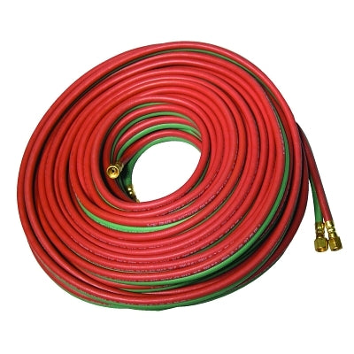Grade R Twin-Line Welding Hose, 3/8 in x 25 ft, BB Fittings, Acetylene and Oxygen