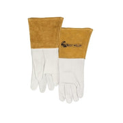 Best Welds 120 TIG capeskin welding gloves X-Large, white capeskin palm with tan split leather 4 in cuff, unlined pair view