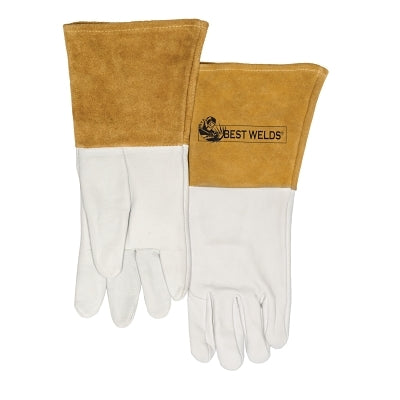 120-TIG Capeskin Welding Gloves, Medium, White/Tan, 4 in Gauntlet, Unlined